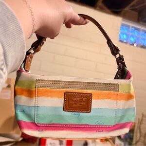 Coach Hampton Watercolor Stripe Small Mini Hobo Bag Purse Multicolor Y2K